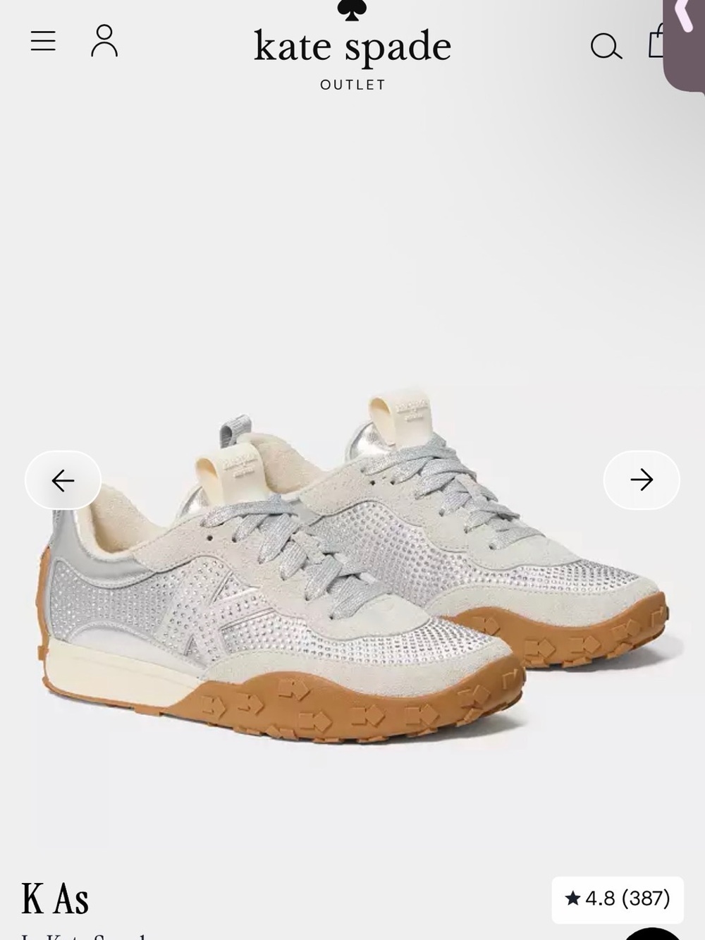 kate spade Silver Mesh & Tan Gum-Trim Sneaker